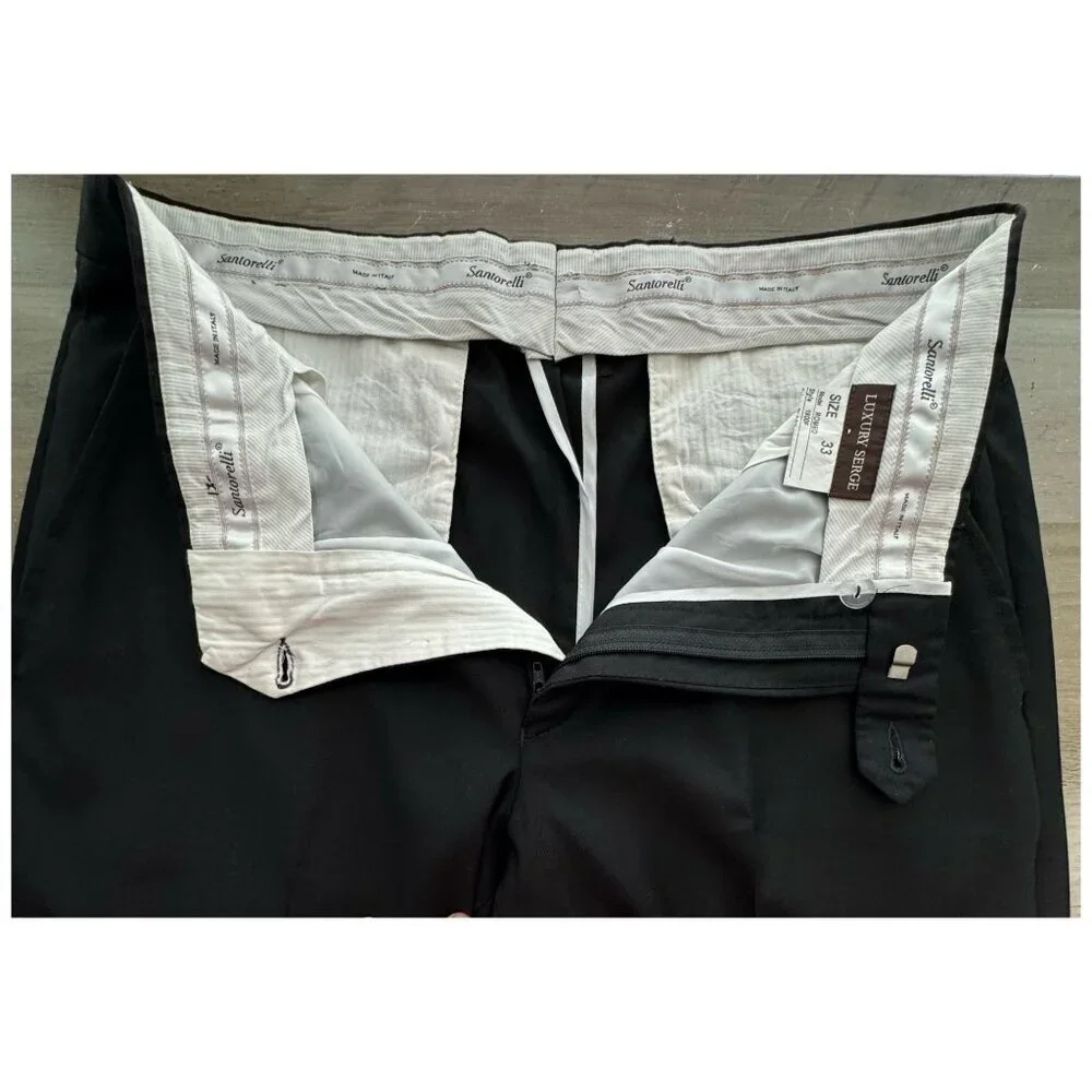 Santorelli Romeo Black 100% Virgin Wool MENS Dress Pants Made in ITALY Size 33